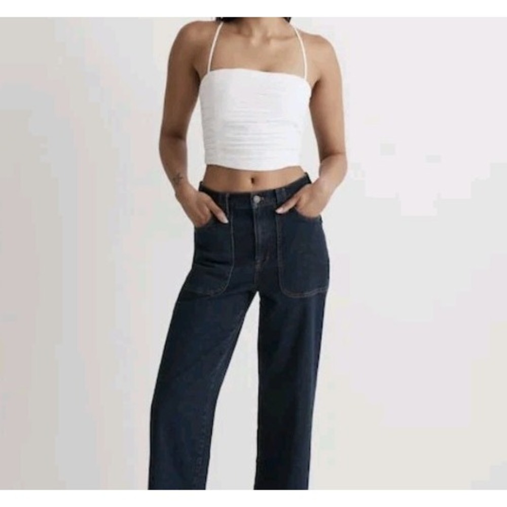 Madewell Poplin Crop Tube Top White Size 4 NWT
